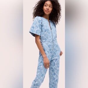 Kate Spade Light Blue Patterned Denim Jumpsuit- size 4